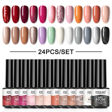 ROSALIND Mini Soak Off Gel Polish 24PCS/Set Bright For Nail Art Design LED/UV Lamp